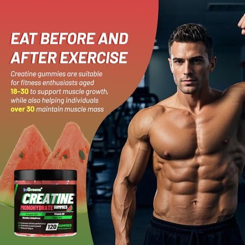 inGreens Creatine Monohydrate Gummis 6g für Männer & Frauen – Zuckerfreie Kreatin-Kaulösungen mit Betain, Alpha GPC, Vitamin B6 & B12, natürlicher Beerengeschmack, glutenfrei, 120 Stück