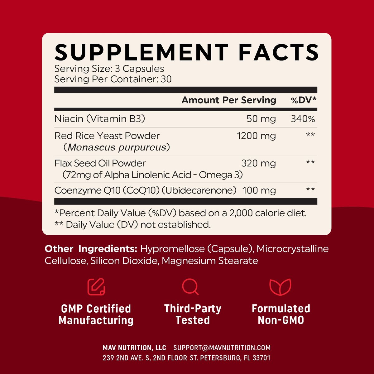 Roter Reis mit CoQ10 + Omega 3 für gesunden Cholesterinspiegel | 1200 mg | Herzgesundheit | Nicht-GVO, glutenfrei | 90 Kapseln