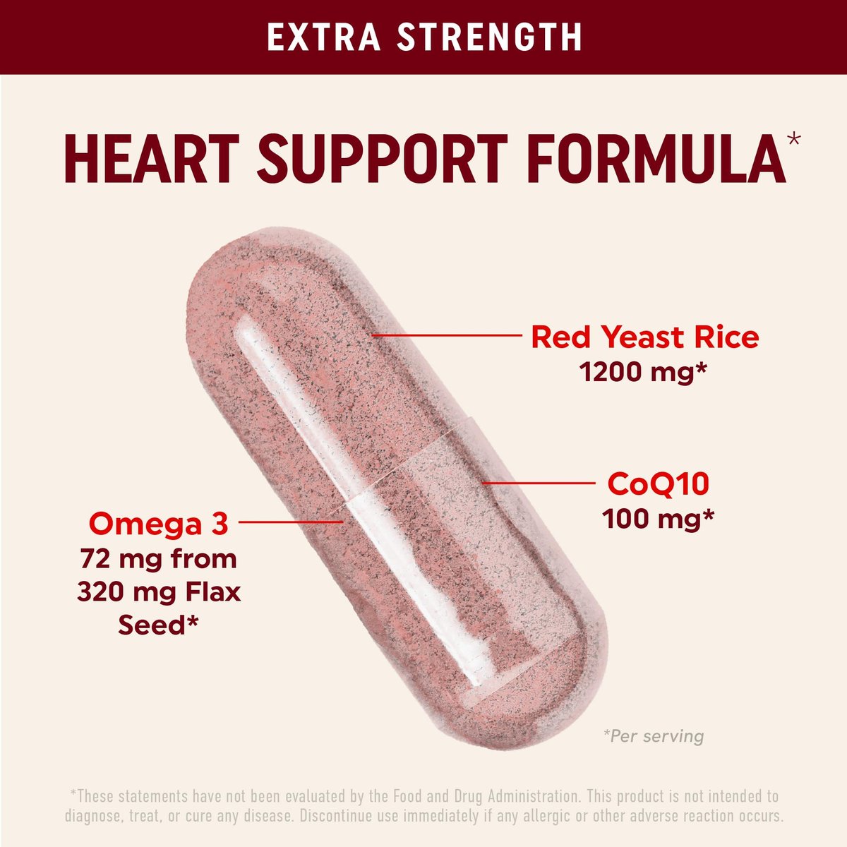 Roter Reis mit CoQ10 + Omega 3 für gesunden Cholesterinspiegel | 1200 mg | Herzgesundheit | Nicht-GVO, glutenfrei | 90 Kapseln