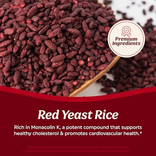 Roter Reis mit CoQ10 + Omega 3 für gesunden Cholesterinspiegel | 1200 mg | Herzgesundheit | Nicht-GVO, glutenfrei | 90 Kapseln