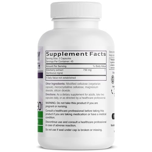 Bronson Holunder Extra Stark – Unterstützt das Immunsystem & Antioxidantien-Schutz, Non GMO, 90 Kapseln