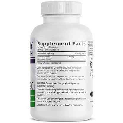 Bronson Holunder Extra Stark – Unterstützt das Immunsystem & Antioxidantien-Schutz, Non GMO, 90 Kapseln