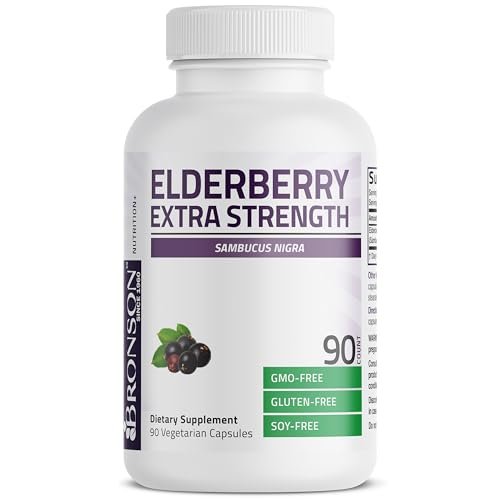 Bronson Holunder Extra Stark – Unterstützt das Immunsystem & Antioxidantien-Schutz, Non GMO, 90 Kapseln