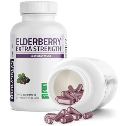 Bronson Holunder Extra Stark – Unterstützt das Immunsystem & Antioxidantien-Schutz, Non GMO, 90 Kapseln