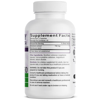 Bronson Holunder Extra Stark – Unterstützt das Immunsystem & Antioxidantien-Schutz, Non GMO, 90 Kapseln