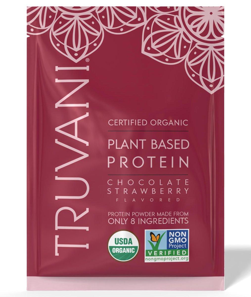 Truvani Veganes Erbsenproteinpulver | Schokolade-Erdbeere | 20g Bio-Pflanzenprotein | 1 Portion | Keto | Gluten- & laktosefrei | Wenig Kohlenhydrate | Ohne Zuckerzusatz
