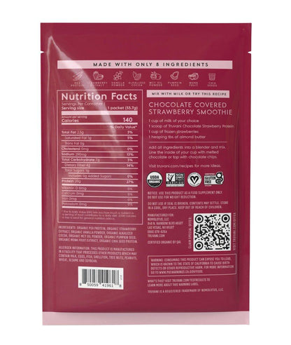 Truvani Veganes Erbsenproteinpulver | Schokolade-Erdbeere | 20g Bio-Pflanzenprotein | 1 Portion | Keto | Gluten- & laktosefrei | Wenig Kohlenhydrate | Ohne Zuckerzusatz