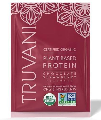 Truvani Veganes Erbsenproteinpulver | Schokolade-Erdbeere | 20g Bio-Pflanzenprotein | 1 Portion | Keto | Gluten- & laktosefrei | Wenig Kohlenhydrate | Ohne Zuckerzusatz