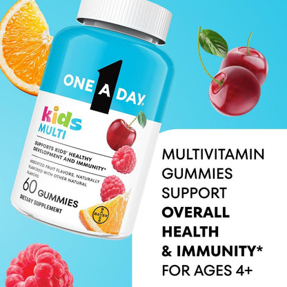 One A Day Kids Multivitamin Gummies – Tägliche Vitamine für Kinder mit Vitamin C, D, E & Zink zur Immununterstützung, 60 Gummis (Verpackung kann variieren)