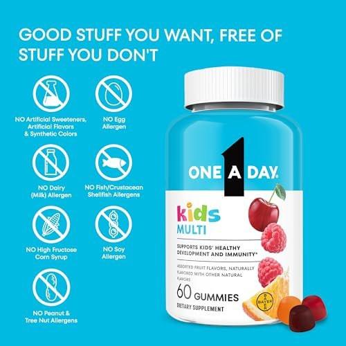 One A Day Kids Multivitamin Gummies – Tägliche Vitamine für Kinder mit Vitamin C, D, E & Zink zur Immununterstützung, 60 Gummis (Verpackung kann variieren)