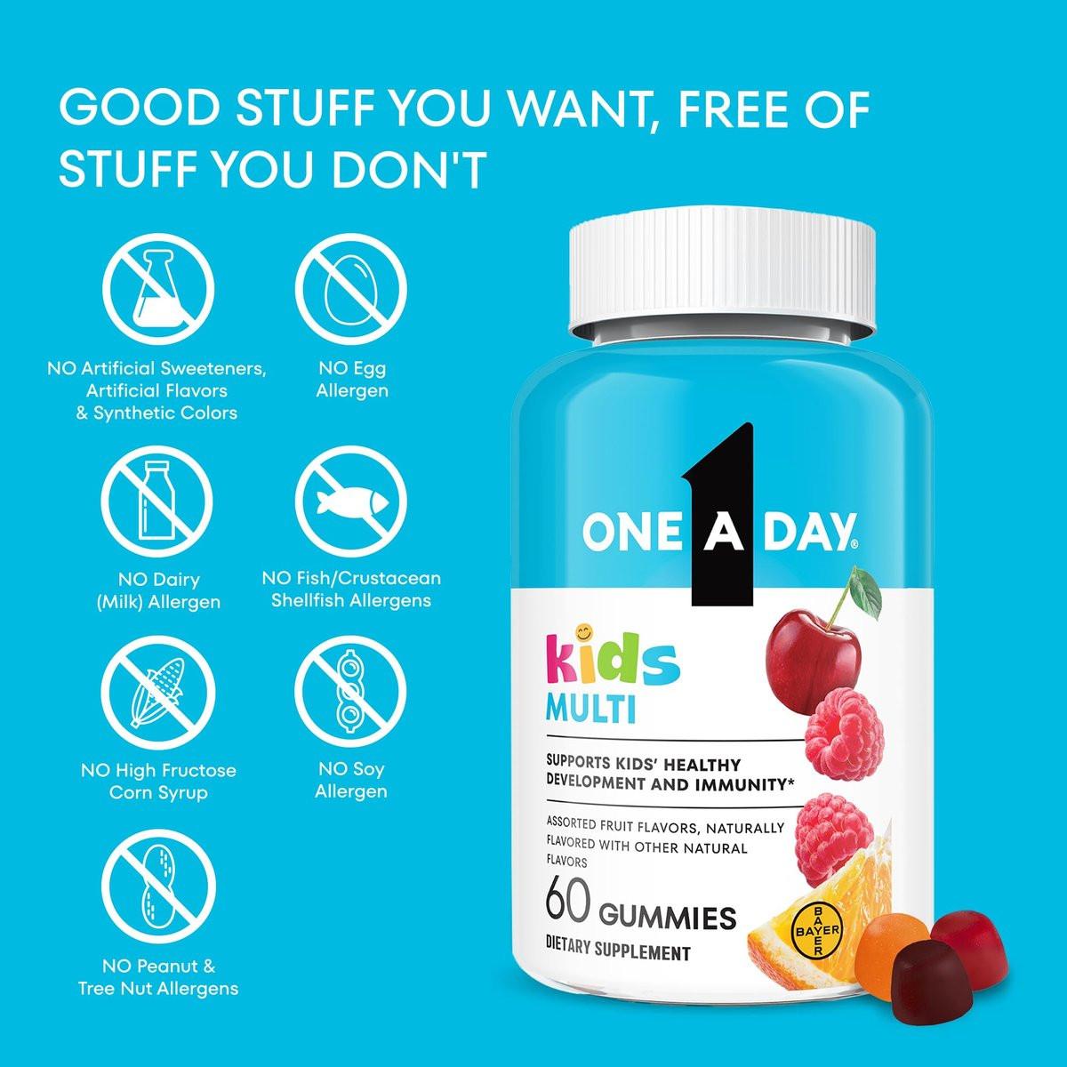 One A Day Kids Multivitamin Gummies – Tägliche Vitamine für Kinder mit Vitamin C, D, E & Zink zur Immununterstützung, 60 Gummis (Verpackung kann variieren)