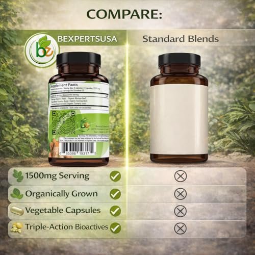 Moringa, Guanabana & Curcuma – 90 Kapseln, 1500 mg pro Portion, kraftvolle Mischung aus 100% natürlichen Premium-Zutaten, biologisch angebaut