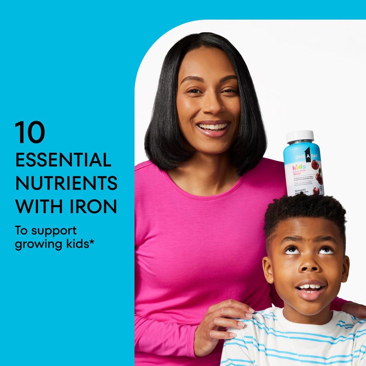 One A Day Kids Multivitamin mit Eisen Gummibärchen – Vitamin D, C, E, Zink für Immununterstützung, Kirschgeschmack, 60 Stück