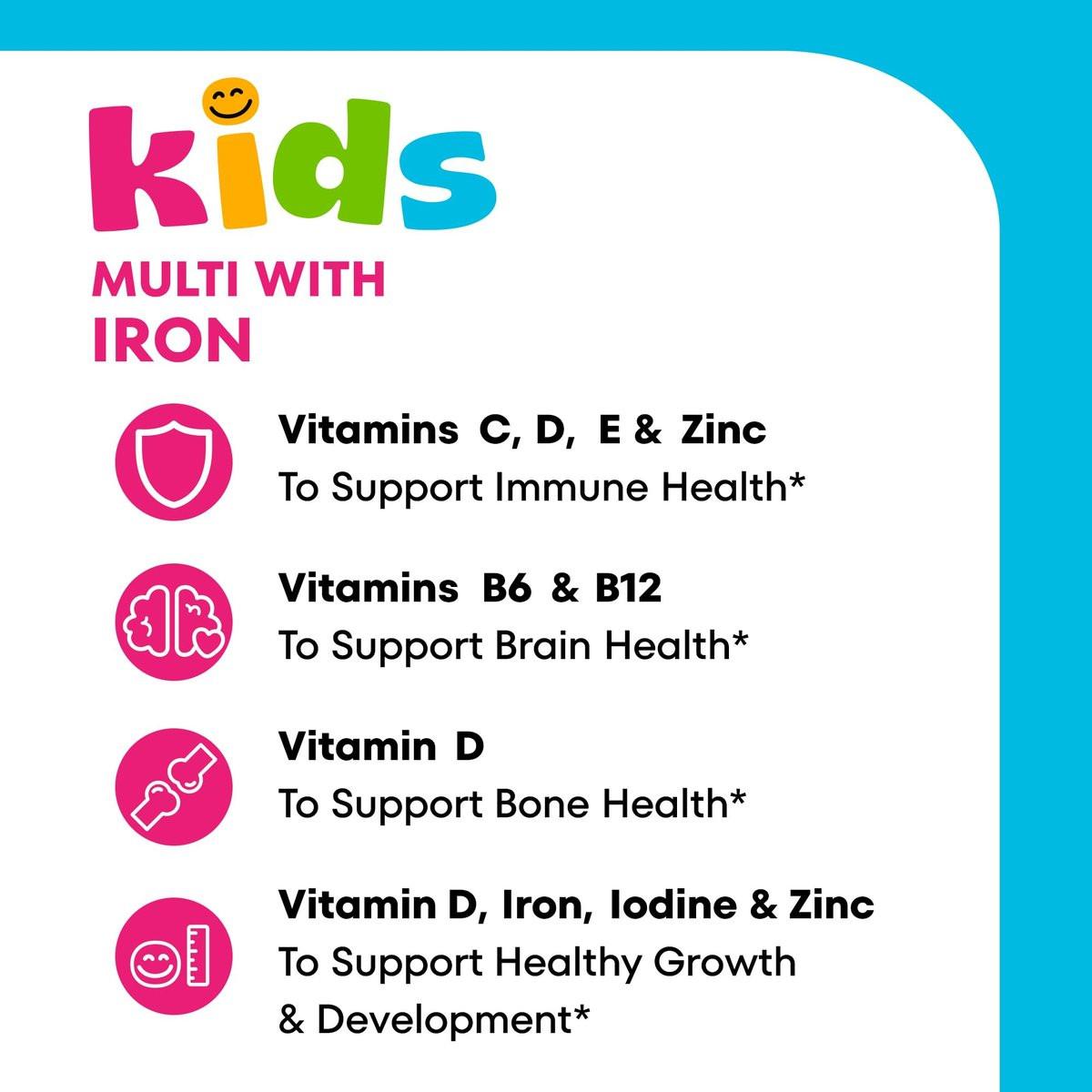 One A Day Kids Multivitamin mit Eisen Gummibärchen – Vitamin D, C, E, Zink für Immununterstützung, Kirschgeschmack, 60 Stück