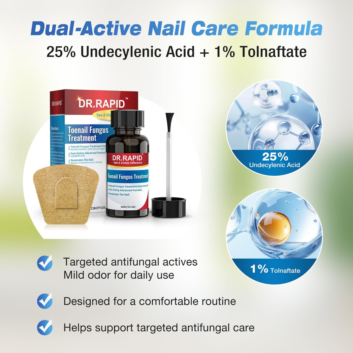 DR.RAPID Nagelpilz Behandlung Extra Stärke - 30mL Flüssigkeit & 20 Pilz-Nagelpflaster, Nagelreparatur für beschädigte Nägel, Fußpilz - Nagelpflege-Set