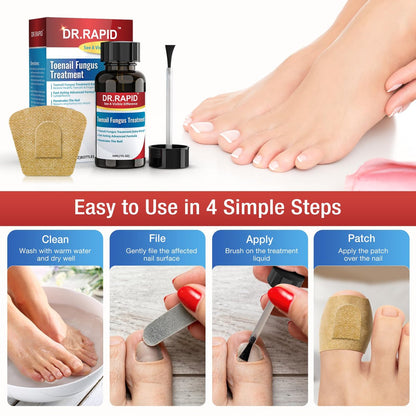 DR.RAPID Nagelpilz Behandlung Extra Stärke - 30mL Flüssigkeit & 20 Pilz-Nagelpflaster, Nagelreparatur für beschädigte Nägel, Fußpilz - Nagelpflege-Set