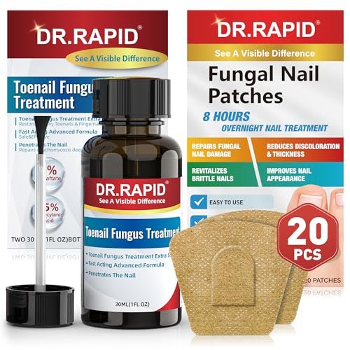 DR.RAPID Nagelpilz Behandlung Extra Stärke - 30mL Flüssigkeit & 20 Pilz-Nagelpflaster, Nagelreparatur für beschädigte Nägel, Fußpilz - Nagelpflege-Set