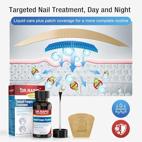 DR.RAPID Nagelpilz Behandlung Extra Stärke - 30mL Flüssigkeit & 20 Pilz-Nagelpflaster, Nagelreparatur für beschädigte Nägel, Fußpilz - Nagelpflege-Set
