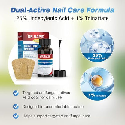 DR.RAPID Nagelpilz Behandlung Extra Stärke - 30mL Flüssigkeit & 20 Pilz-Nagelpflaster, Nagelreparatur für beschädigte Nägel, Fußpilz - Nagelpflege-Set