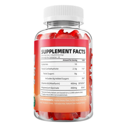 GrnLife Vitamin B2 Gummis – Riboflavin 400mg mit Magnesium für Kinder & Erwachsene, B2 Gummis zur Migräne-Linderung & Energieunterstützung, Erdbeergeschmack, 60 Stück