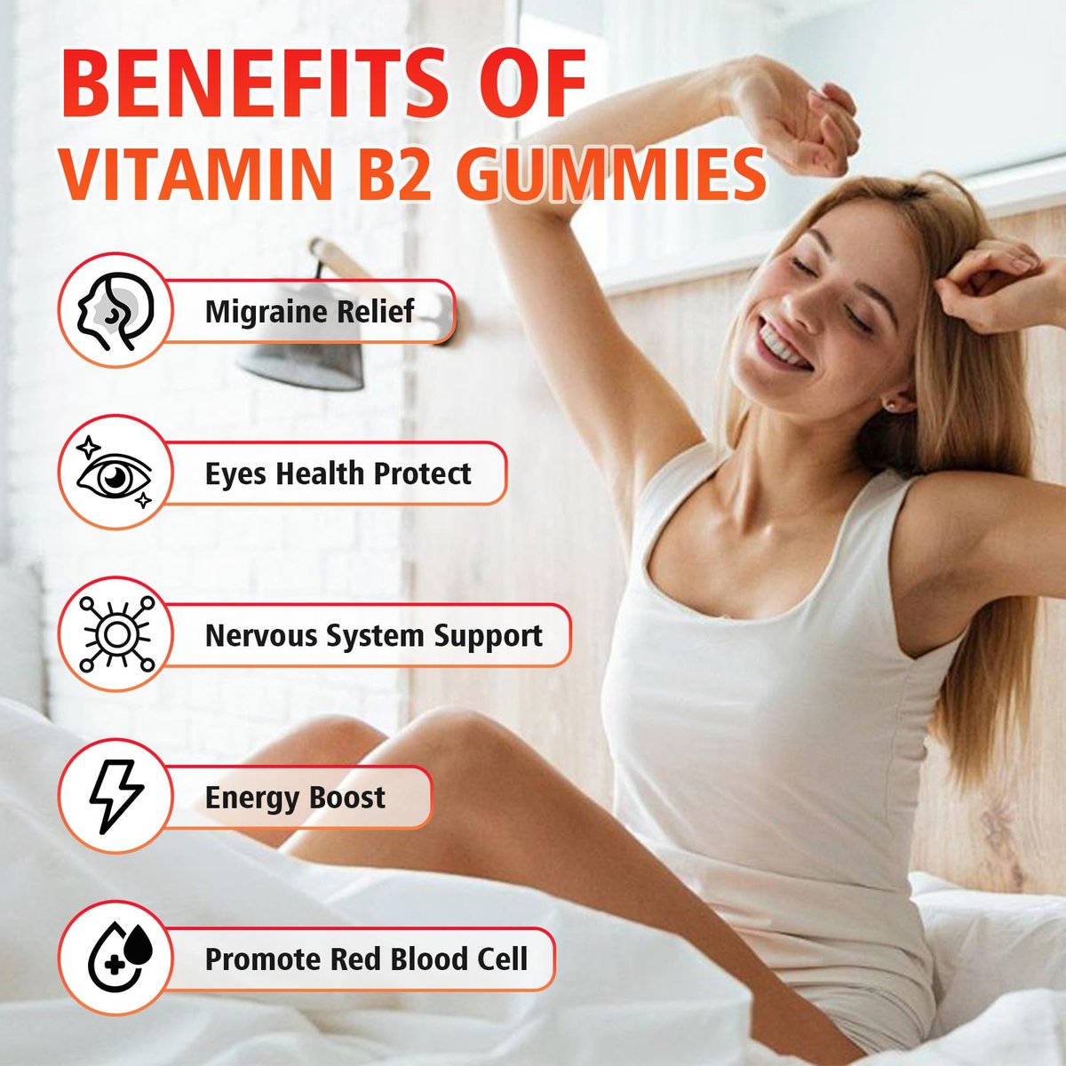 GrnLife Vitamin B2 Gummis – Riboflavin 400mg mit Magnesium für Kinder & Erwachsene, B2 Gummis zur Migräne-Linderung & Energieunterstützung, Erdbeergeschmack, 60 Stück