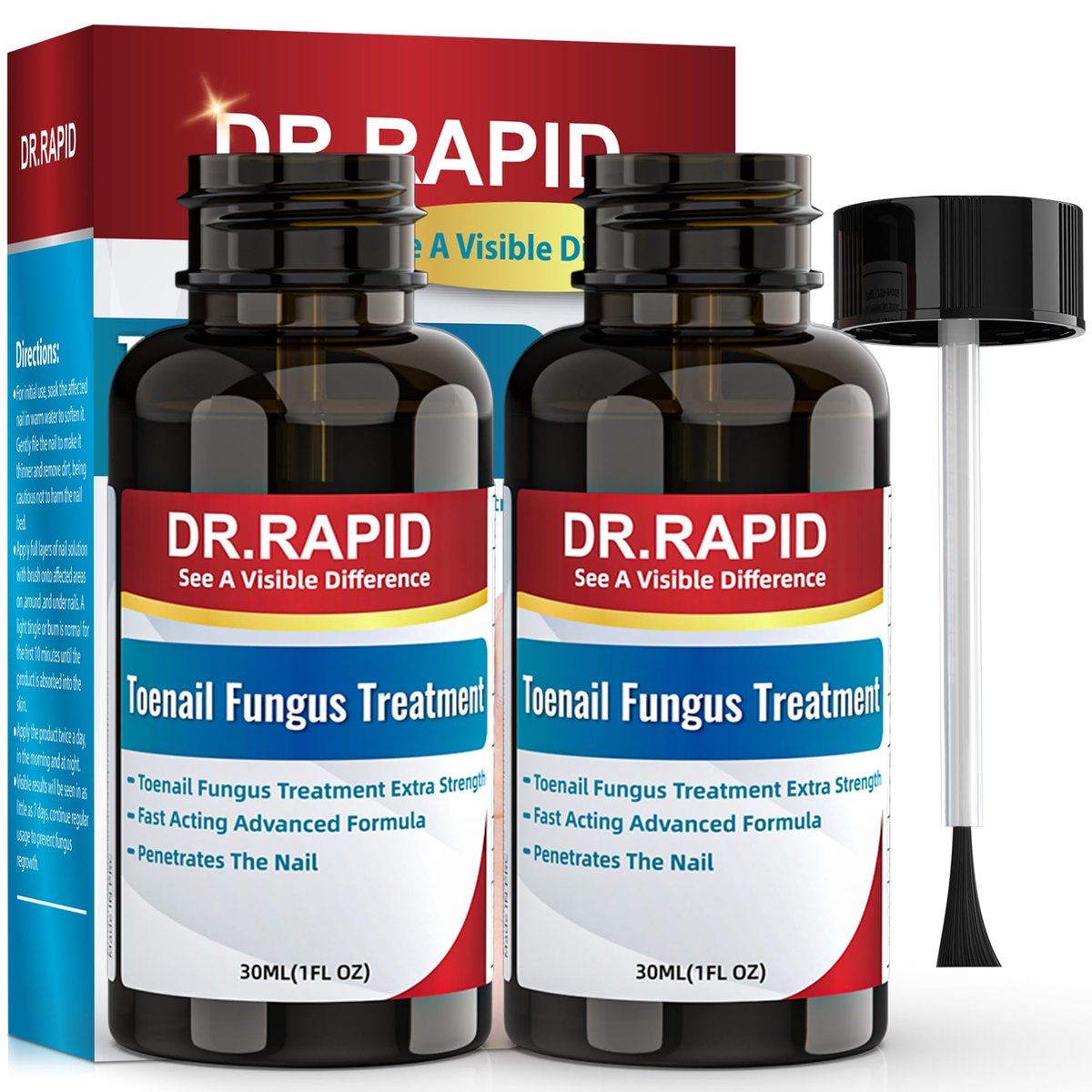 DR.RAPID Nagelpilz Behandlung Extra Stark – Effektive antimykotische Nagelreparatur mit Teebaumöl, schnelle Wirkung bei beschädigten Nägeln & eingewachsenen Zehennägeln – 60 ml (2 x 30 ml)