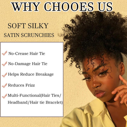 4er-Pack Afro Puff Scrunchies – Verstellbare Seiden-Haarbänder für lockiges & dickes Haar, extra große Scrunchies für natürliche Frisuren, Afro-Puff-Pferdeschwanzhalter