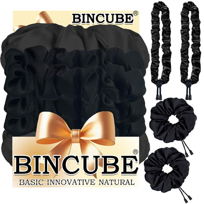4er-Pack Afro Puff Scrunchies – Verstellbare Seiden-Haarbänder für lockiges & dickes Haar, extra große Scrunchies für natürliche Frisuren, Afro-Puff-Pferdeschwanzhalter
