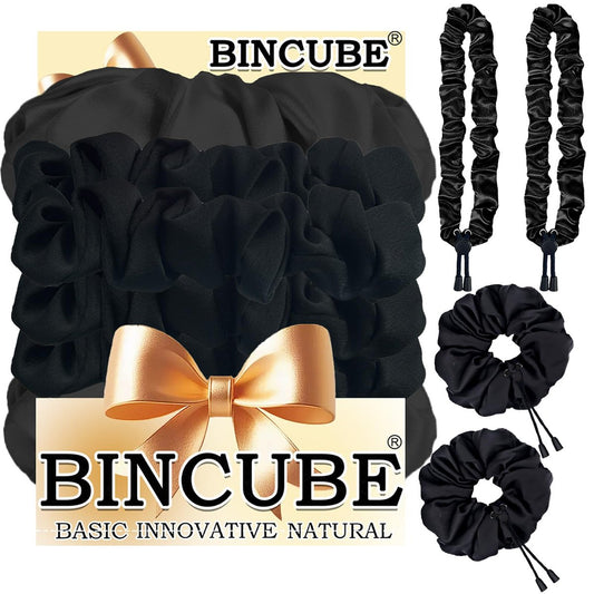 4er-Pack Afro Puff Scrunchies – Verstellbare Seiden-Haarbänder für lockiges & dickes Haar, extra große Scrunchies für natürliche Frisuren, Afro-Puff-Pferdeschwanzhalter