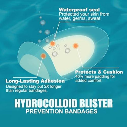 36er-Pack Hydrokolloid-Blasenpflaster – Blasenpflaster für die Füße, Blasenprävention & Heilung – Wasserfeste Blasenpads & Blasenkissen für Ferse, Zeh & Fuß