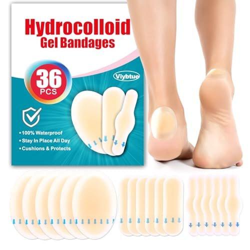 36er-Pack Hydrokolloid-Blasenpflaster – Blasenpflaster für die Füße, Blasenprävention & Heilung – Wasserfeste Blasenpads & Blasenkissen für Ferse, Zeh & Fuß