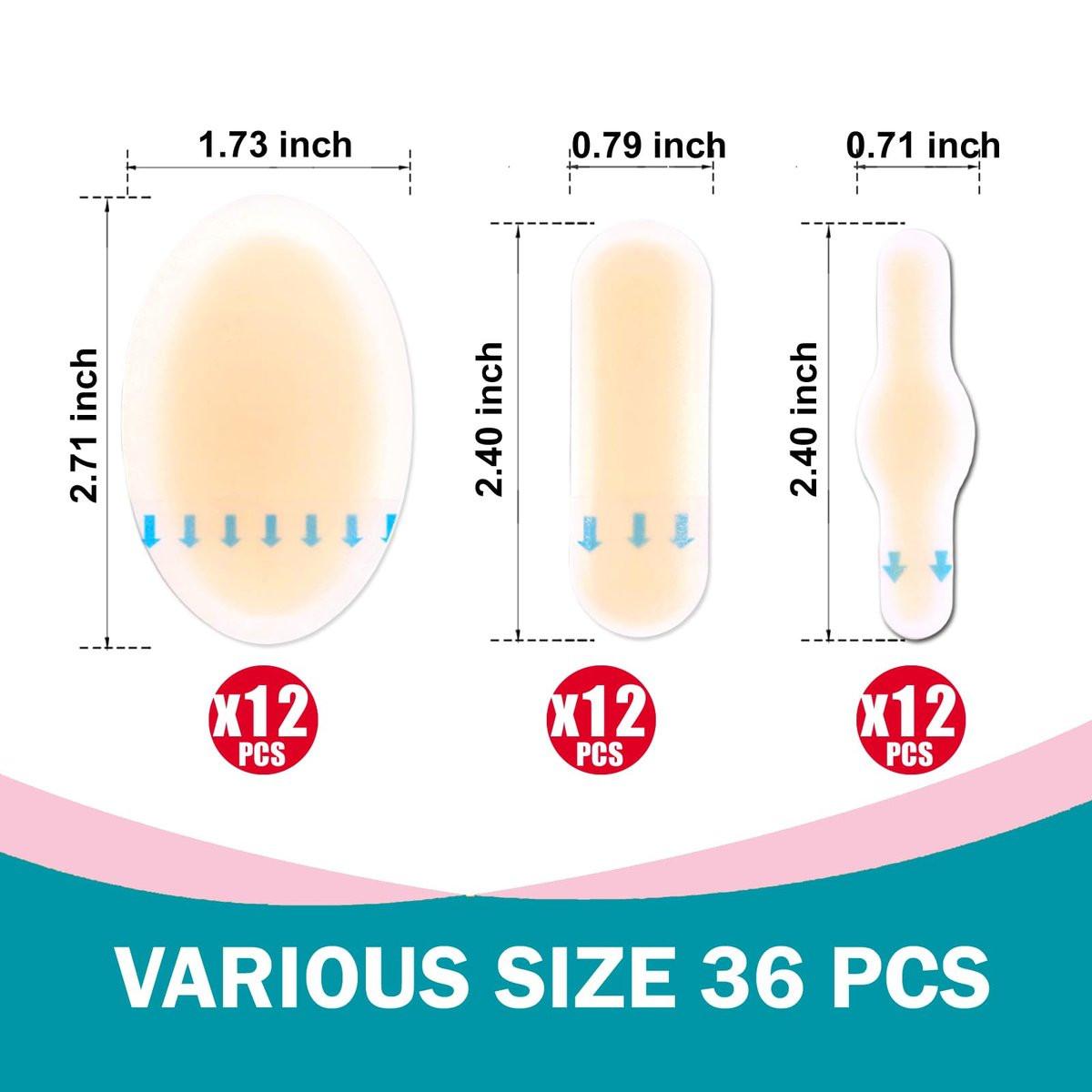 36er-Pack Hydrokolloid-Blasenpflaster – Blasenpflaster für die Füße, Blasenprävention & Heilung – Wasserfeste Blasenpads & Blasenkissen für Ferse, Zeh & Fuß