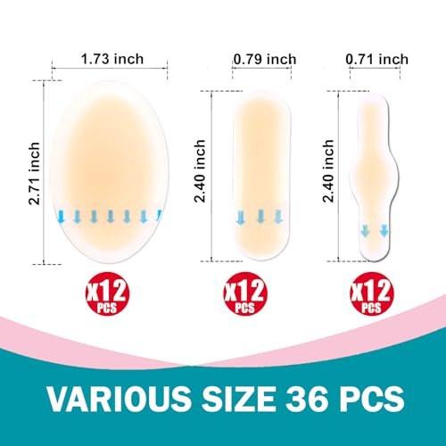 36er-Pack Hydrokolloid-Blasenpflaster – Blasenpflaster für die Füße, Blasenprävention & Heilung – Wasserfeste Blasenpads & Blasenkissen für Ferse, Zeh & Fuß
