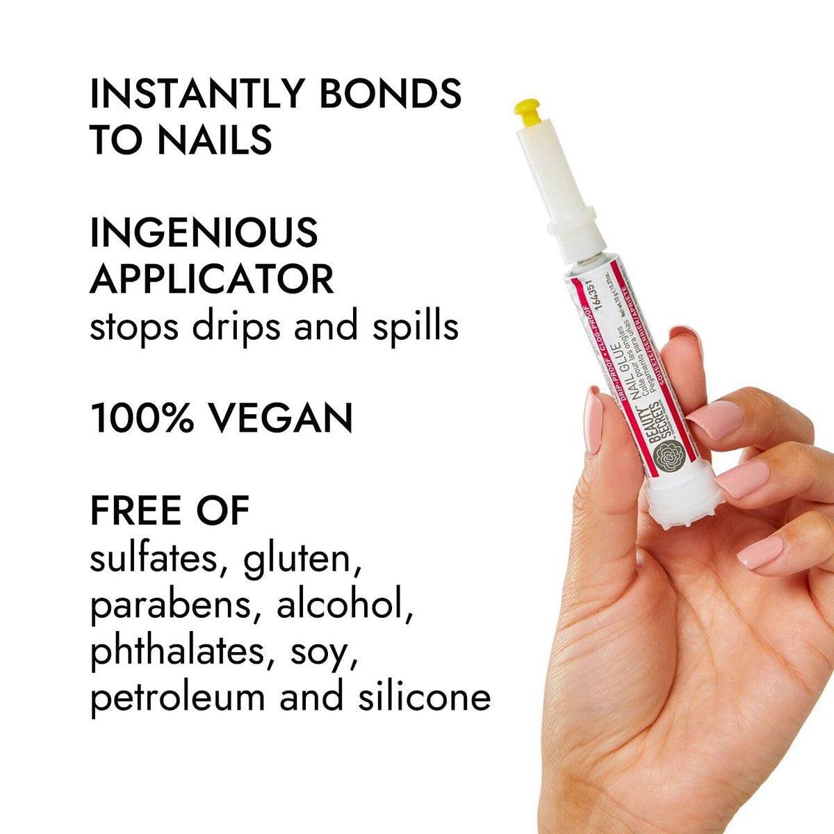 Beauty Secrets Tropf- und Verstopfungssicherer Nagelkleber (3er-Pack) – Klarer Gel-Kleber für langanhaltende Nagelverlängerungen