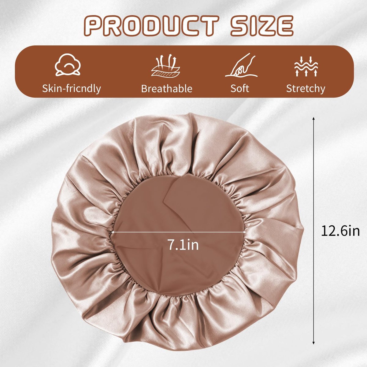 2 Stück Satin Hauben für die Nacht, Seidige Schlafhaube mit weichem elastischem Band, Haarschutz für Frauen (Gold Schwarz)
