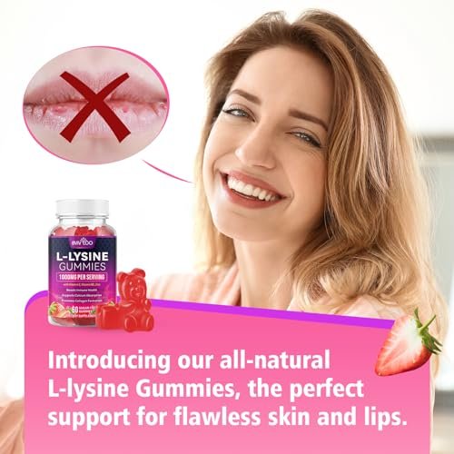 BVIVLOO L-Lysin 1000mg Gummis für Immununterstützung & Hautgesundheit - Hochdosierte vegane Gummis, zuckerfrei, natürlicher Beerengeschmack, glutenfrei, kaubares Nahrungsergänzungsmittel für Erwachsene & Kinder - 60 Gummis