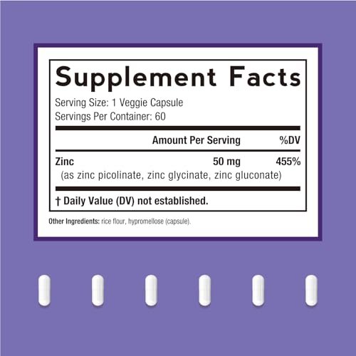 Doctor's Recipes Zink 50mg – Dreifache Immununterstützung, Chelatiertes Zinkpicolinat, Glycinat & Gluconat, Für Männer & Frauen, Hautgesundheit, Hormongleichgewicht, Vegan, 60 Kapseln
