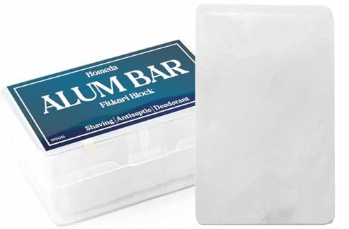 Homeda Alaunblock für die Rasur, Alaunstein für das Gesicht, natürlicher Alaunbar für die Achselhöhle, Fitkari, Fitkiri, Alaun-Deodorant für Männer und Frauen – mit Aufbewahrungsbox (100 g - 1 Stück)