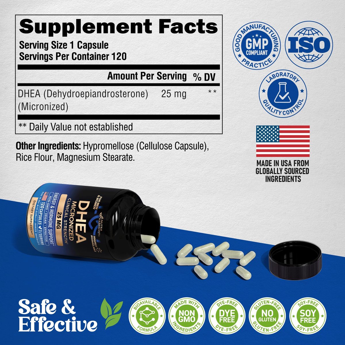 DHEA 25mg – Mikronisiertes DHEA Präparat für Frauen & Männer – Klinisch geprüfte Stärke & Bioverfügbarkeit – Unterstützt gesundes Altern, Hormonbalance & Energie – Labortest – Vegan & NON-GMO – 120 Kapseln