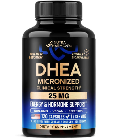 DHEA 25mg – Mikronisiertes DHEA Präparat für Frauen & Männer – Klinisch geprüfte Stärke & Bioverfügbarkeit – Unterstützt gesundes Altern, Hormonbalance & Energie – Labortest – Vegan & NON-GMO – 120 Kapseln