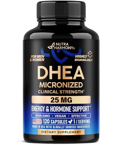 DHEA 25mg – Mikronisiertes DHEA Präparat für Frauen & Männer – Klinisch geprüfte Stärke & Bioverfügbarkeit – Unterstützt gesundes Altern, Hormonbalance & Energie – Labortest – Vegan & NON-GMO – 120 Kapseln