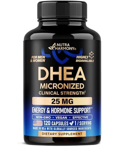 DHEA 25mg – Mikronisiertes DHEA Präparat für Frauen & Männer – Klinisch geprüfte Stärke & Bioverfügbarkeit – Unterstützt gesundes Altern, Hormonbalance & Energie – Labortest – Vegan & NON-GMO – 120 Kapseln