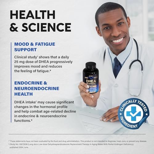 DHEA 25mg – Mikronisiertes DHEA Präparat für Frauen & Männer – Klinisch geprüfte Stärke & Bioverfügbarkeit – Unterstützt gesundes Altern, Hormonbalance & Energie – Labortest – Vegan & NON-GMO – 120 Kapseln
