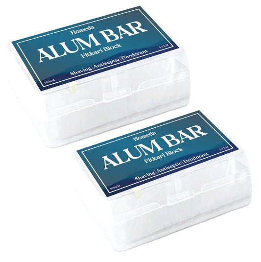 Homeda Alaunstein für die Rasur, Alaunstein für das Gesicht, natürlicher Piedra de Alumbre für die Achselhöhlen, Fitkari, Fitkiri, Alaun-Deodorant für Männer und Frauen - mit Aufbewahrungsbox (100g x 2 Stück)