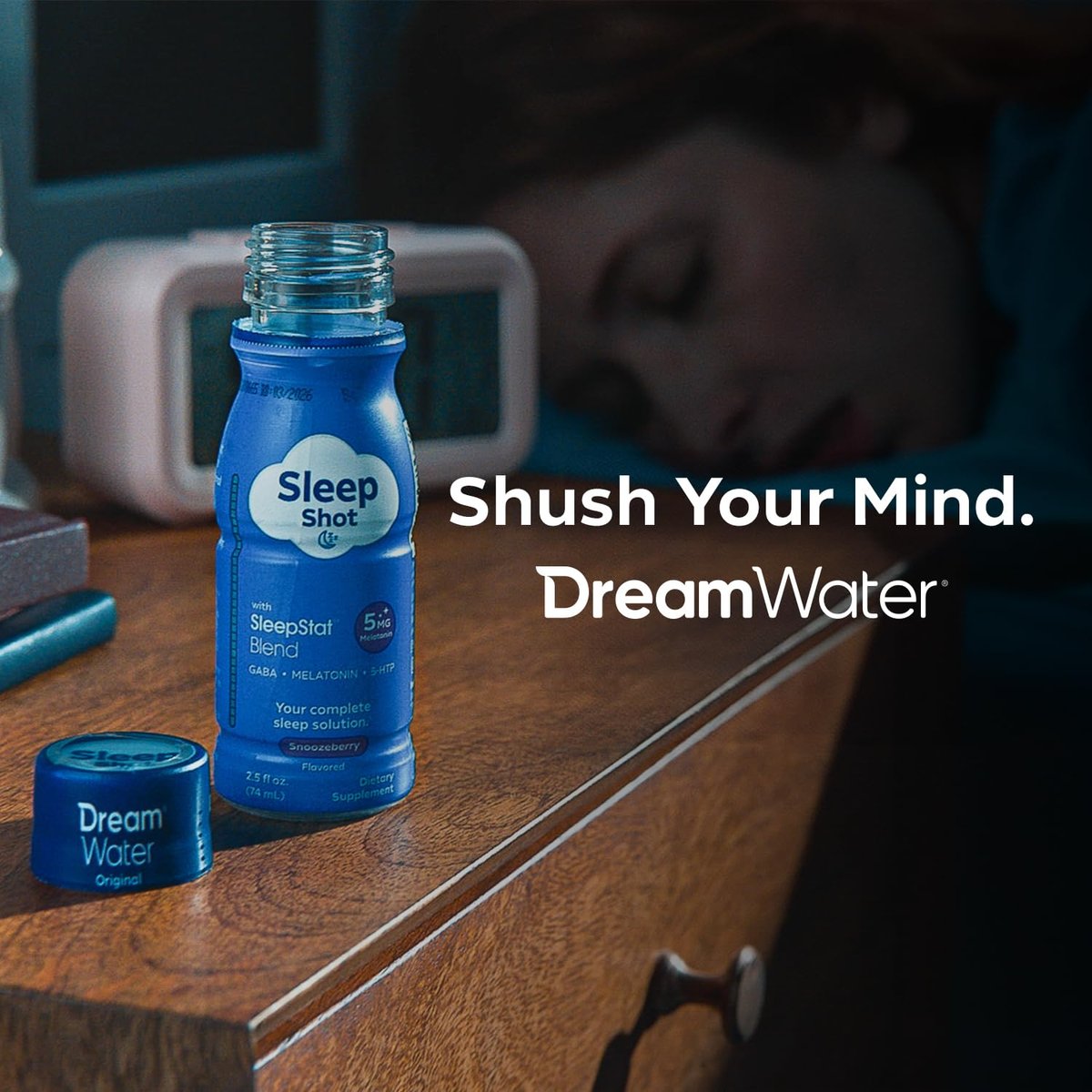 Dream Water Schlafhilfe-Pulver; Melatonin 5mg, GABA, 5-HTP; Natürliche Aromen; Hilft Ihnen, schnell einzuschlafen und erholt aufzuwachen; Snoozeberry, 30 Portionen