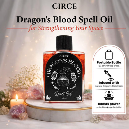 CIRCE Dragon’s Blood Spell Oil – Ritual- und Intentionöl zur Stärkung deines Raums, Erdung und persönlicher Ausrichtung – als Duft oder im Bad – Kokosöl mit Drachenblut-Harz und Zedernholz 15 ml