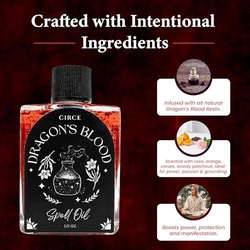 CIRCE Dragon’s Blood Spell Oil – Ritual- und Intentionöl zur Stärkung deines Raums, Erdung und persönlicher Ausrichtung – als Duft oder im Bad – Kokosöl mit Drachenblut-Harz und Zedernholz 15 ml