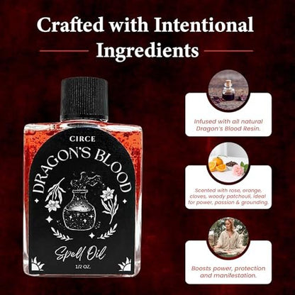 CIRCE Dragon’s Blood Spell Oil – Ritual- und Intentionöl zur Stärkung deines Raums, Erdung und persönlicher Ausrichtung – als Duft oder im Bad – Kokosöl mit Drachenblut-Harz und Zedernholz 15 ml