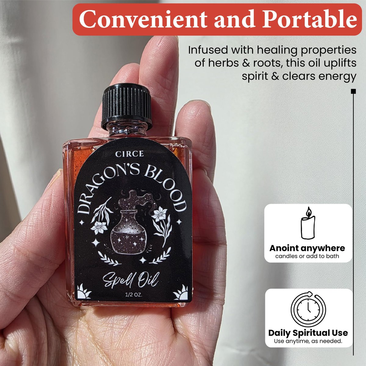 CIRCE Dragon’s Blood Spell Oil – Ritual- und Intentionöl zur Stärkung deines Raums, Erdung und persönlicher Ausrichtung – als Duft oder im Bad – Kokosöl mit Drachenblut-Harz und Zedernholz 15 ml