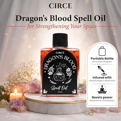 CIRCE Dragon’s Blood Spell Oil – Ritual- und Intentionöl zur Stärkung deines Raums, Erdung und persönlicher Ausrichtung – als Duft oder im Bad – Kokosöl mit Drachenblut-Harz und Zedernholz 15 ml